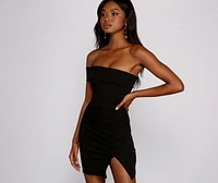 Ready To Ruche Off The Shoulder Mini Dress
