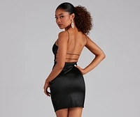 She's A Keeper Satin Mini Dress