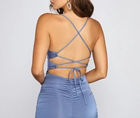 Sultry Glam Lace Up Ruched Mini Dress