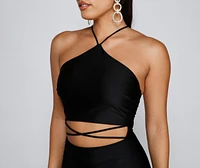 Major Headturner Halter Cutout Mini Dress