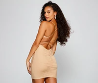 Stylish Beauty Lace-Up Back Mini Dress