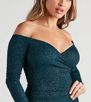 Swept Away Glitter Wrap Dress