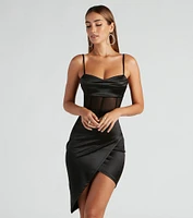 Daring Satin Cowl Neck Dress