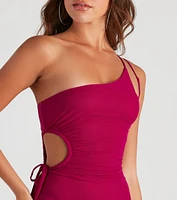 Mesh Allure One-Shoulder Dress