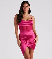 Daring Satin Cowl Neck Dress