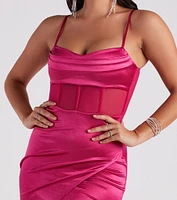 Daring Satin Cowl Neck Dress