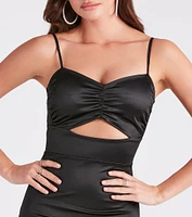Major Statement Satin Lace-Up Mini Dress