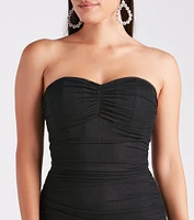 Miss Hot Mesh Strapless Mini Dress
