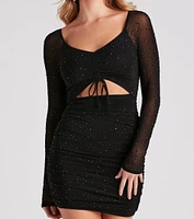 Radiant Rhinestone Mesh Mini Dress