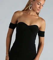 Wine And Dine Off The Shoulder Mini Dress