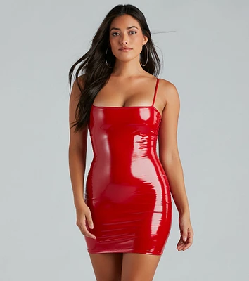 Devious Hottie Patent Faux Leather Mini Dress