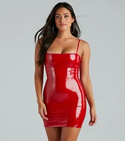 Devious Hottie Patent Faux Leather Mini Dress