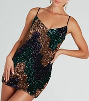 Unreal Glamour Chevron Sequin Mini Dress