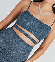 She's So Glam Cutout Glitter Knit Mini Dress