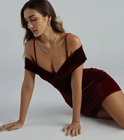 Luxe Allure Velvet Cold Shoulder Mini Dress