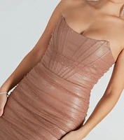 Dream Girl Faux Leather Glitter Corset Mini Dress