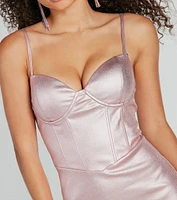 Electric Vibe Metallic Corset Mini Dress
