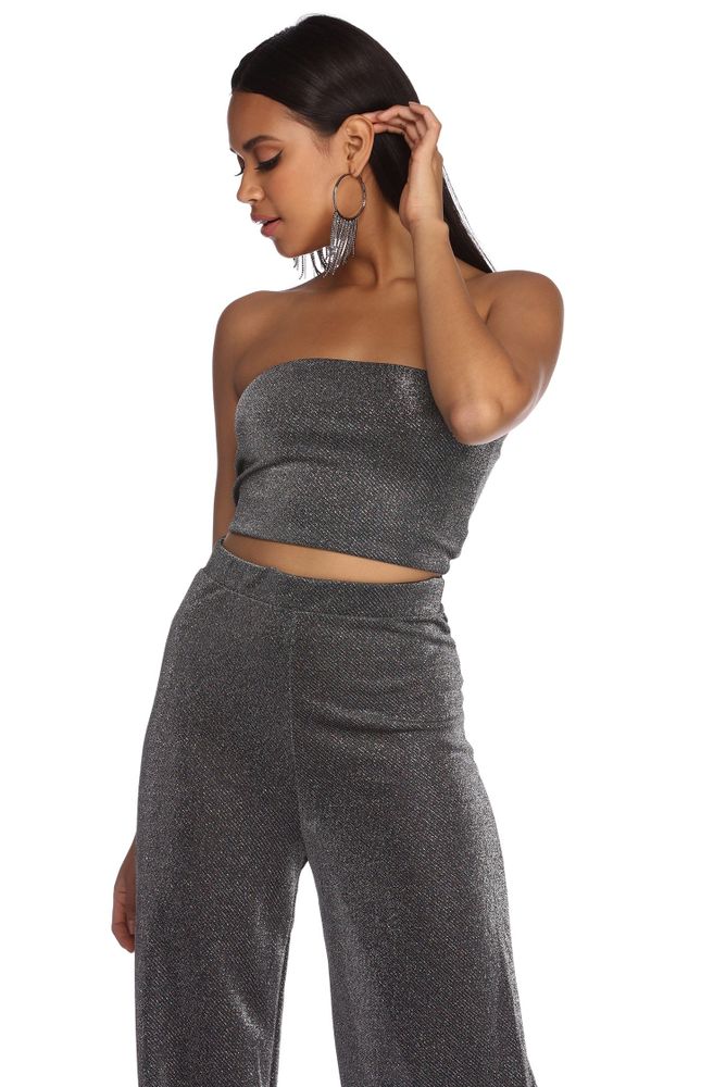 Sparkle All The Way Glitter Crop Top