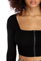 All Zipped Up Long Sleeve Top