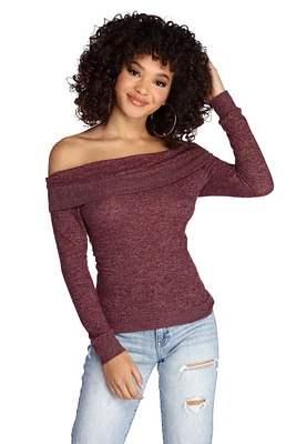 Cozy Fold Over Knit Top