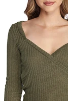 Classy Knit Wrap Blouse