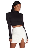 Trendy Turtle Neck Crop Top