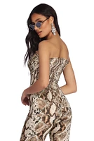 So Sassy Snake Print Crop Top