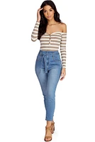 Buttons Up Striped Henley Top