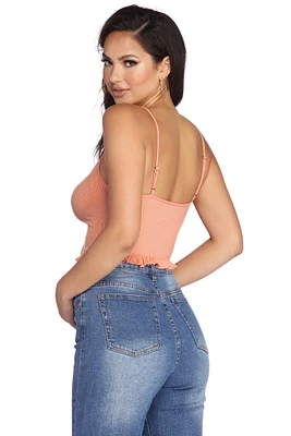 Ruffle Spaghetti Strap Crop Top