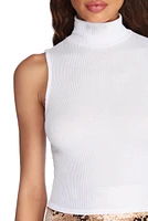 Ribbed Knit Turtle Neck Top