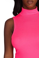 Ribbed Knit Turtle Neck Top