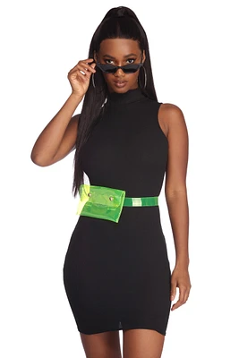 Mock Neck Mini Dress