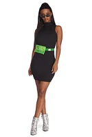 Mock Neck Mini Dress