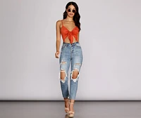 Sueded Tie-Front Bodysuit