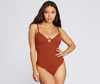 Wired Ribbed Knit Bodysuit
