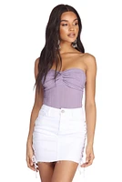 Twist Front Ribbed Knit Bodysuit