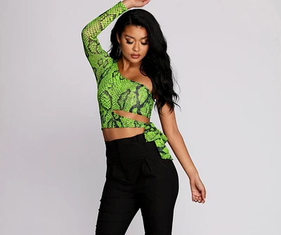 With Bite Mesh Tie Crop