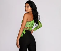 With Bite Mesh Tie Crop