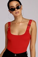 Buckle Down Sleeveless Bodysuit