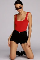Buckle Down Sleeveless Bodysuit