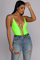 Live Underwire Lace-Up Bodysuit