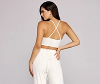 X Marks Ribbed Crop Top