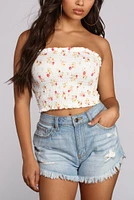 Floral Smock Tube Top