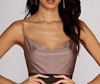 On It Cowl Neck Bodysuit