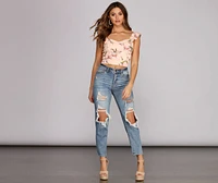 Flirty And Frilly Floral Top