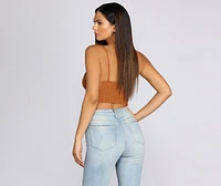 Button Knit Crop Top