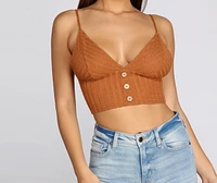 Button Knit Crop Top