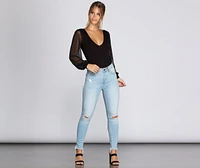 Sheer Bet Long-Sleeve Bodysuit