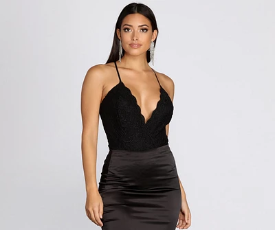 Love Lace Glitter Bodysuit