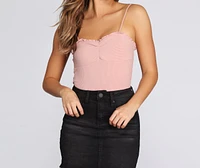 Cuter Clinch Front Ribbed Bodysuit